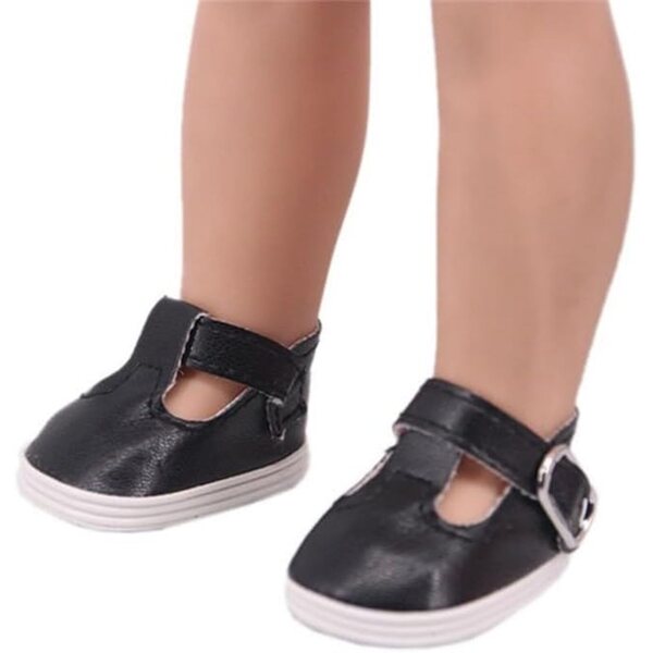 Scarpe in Pelle con Fibbia per Bambole da 14 Pollici - Accessorio Nero di Alta Qualità