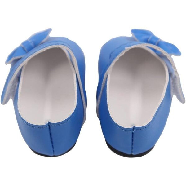 Scarpe in pelle nere per bambola 46 cm con fiocco, accessorio per costume bambola americana