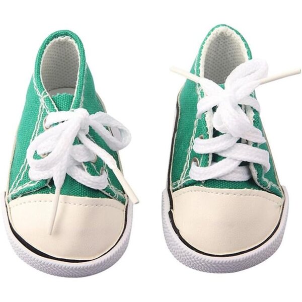 Grüne Segeltuchschuhe für 46 cm Puppe, flache Schuhe, Kostümzubehör