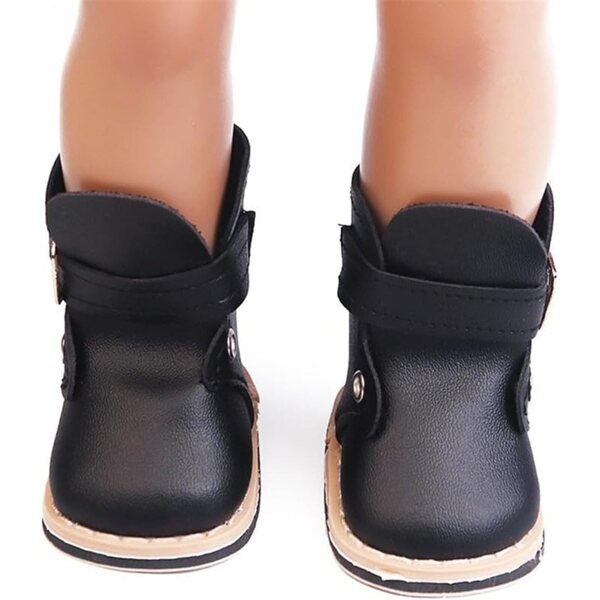 Lederstiefel für 46 cm große Puppen mit schwarzen Schnallenschuhen für amerikanische Puppen