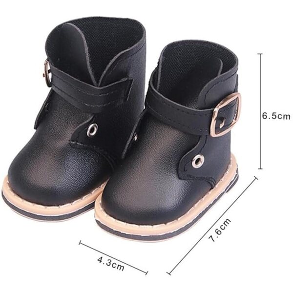 Lederstiefel für 46 cm große Puppen mit schwarzen Schnallenschuhen für amerikanische Puppen