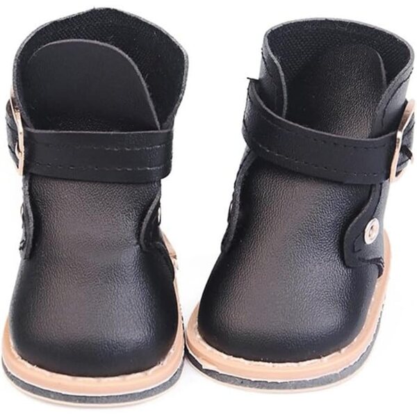 Lederstiefel für 46 cm große Puppen mit schwarzen Schnallenschuhen für amerikanische Puppen
