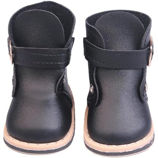 Lederstiefel für 46 cm große Puppen mit schwarzen Schnallenschuhen für amerikanische Puppen