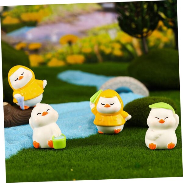 Miniatur-Enten aus Kunstharz, 4 Stück – niedliche Dekorationen für Garten und Zuhause
