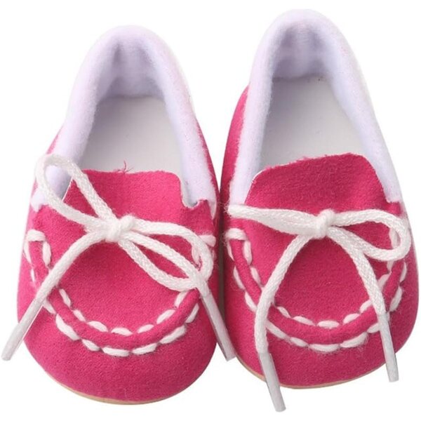 Scarpe casual rosso rosa per bambola 46 cm, accessorio moda comfort qualità