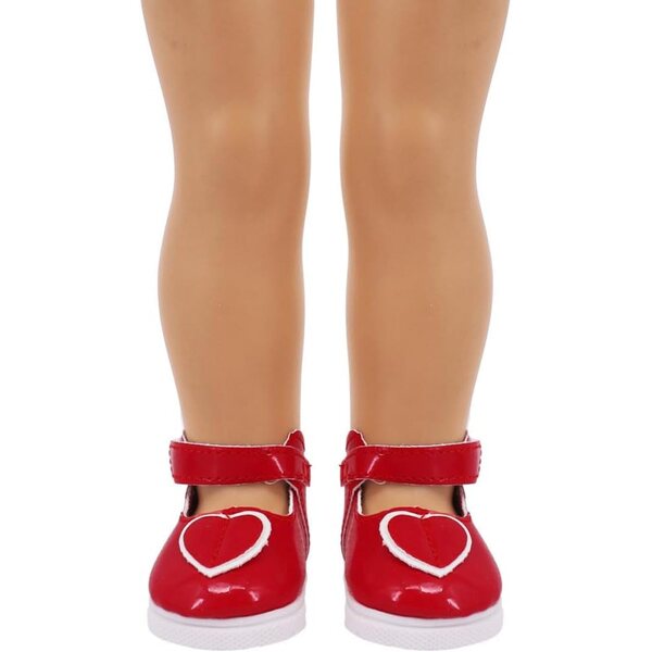 Scarpe in pelle rosse a cuore per bambola 46 cm - Accessori per bambola da 18 pollici