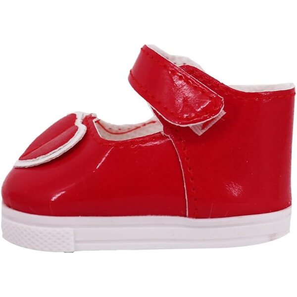 Scarpe in pelle rosse a cuore per bambola 46 cm - Accessori per bambola da 18 pollici