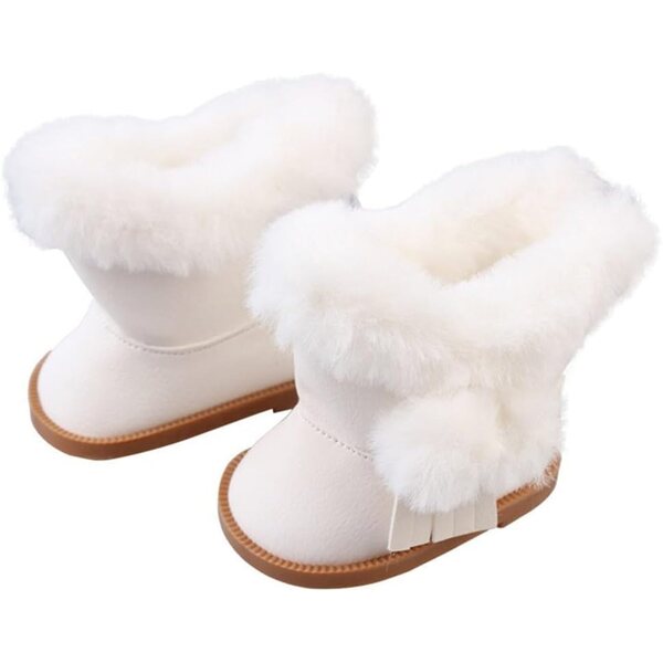 Stivali di peluche bianchi per bambole 46 cm, accessori caldi e resistenti