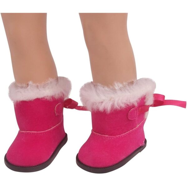 Rote Plüschstiefel für Puppen 46 cm | Uterui-Schnürschuhe