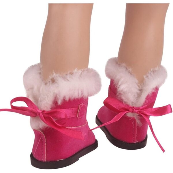 Rote Plüschstiefel für Puppen 46 cm | Uterui-Schnürschuhe