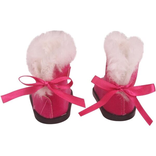 Rote Plüschstiefel für Puppen 46 cm | Uterui-Schnürschuhe
