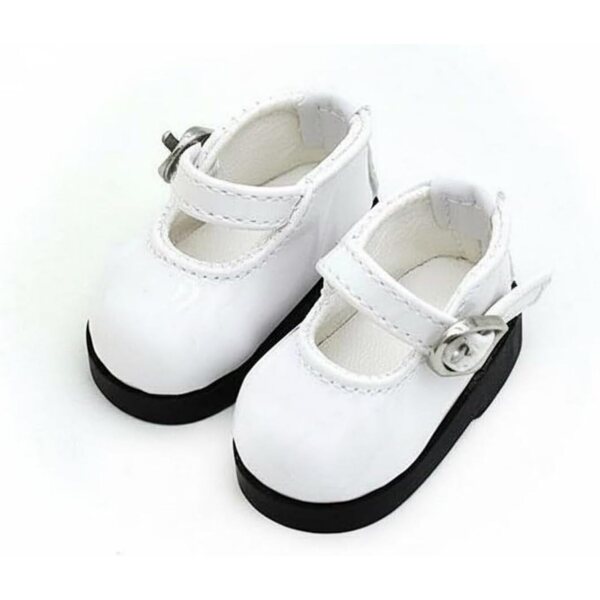 Scarpe per Bambole BJD 1/6 30 cm con Cinturino e Fibbia Finitura Brillante Bianco