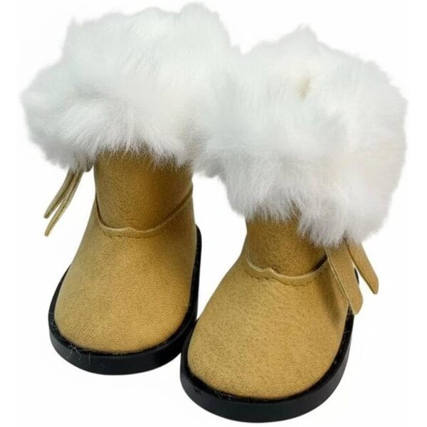 Puppenschuhe 20 cm weiche Schneestiefel mit Kunstfell Khaki KiBcsLic