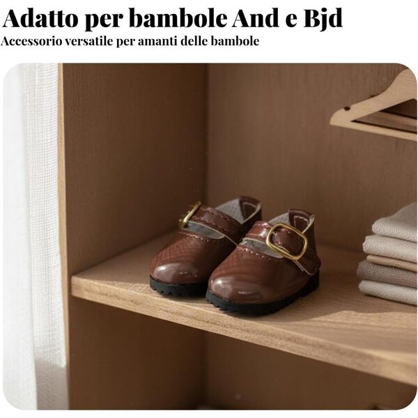 predolo Scarpe Vernice per Bambole 30 cm Stile Casual Elegante con Cinturino a T