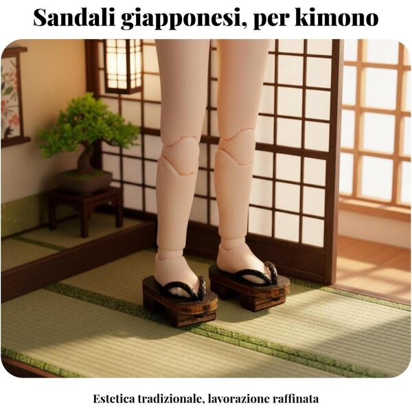 Mini Geta Holzclogs für OB11 und BJD Puppen im japanischen Stil handgefertigt