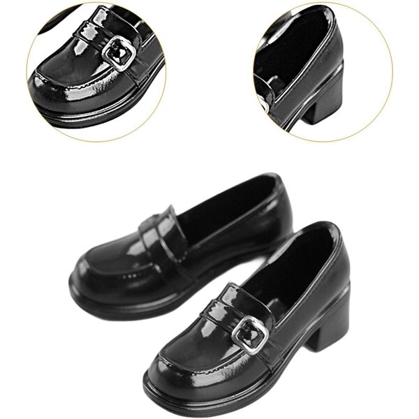 Miniaturschuhe für 1/6 PU-Puppen – eleganter schwarzer Look FewNvWa