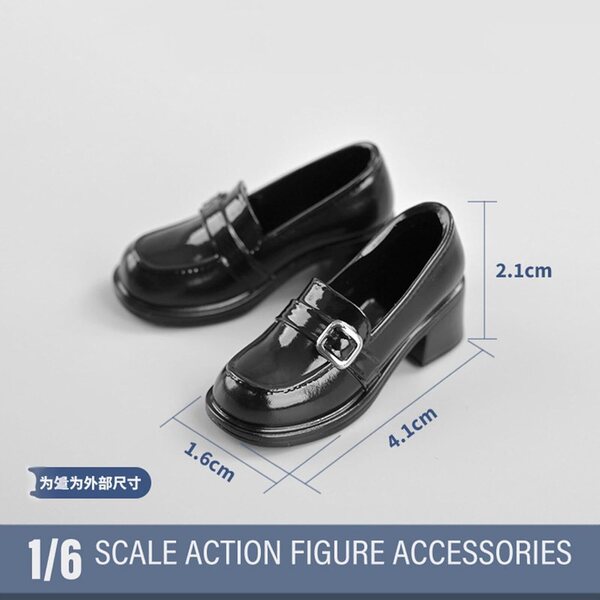 Miniaturschuhe für 1/6 PU-Puppen – eleganter schwarzer Look FewNvWa