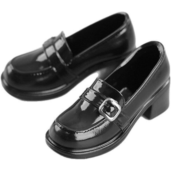 Miniaturschuhe für 1/6 PU-Puppen – eleganter schwarzer Look FewNvWa