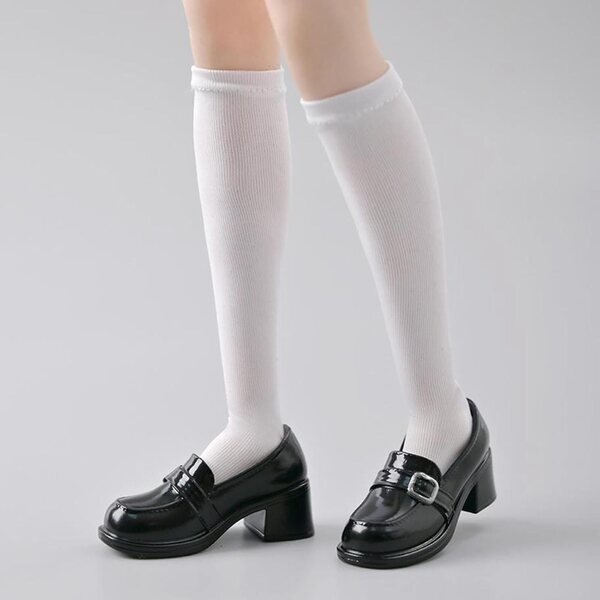 Miniaturschuhe für 1/6 PU-Puppen – eleganter schwarzer Look FewNvWa