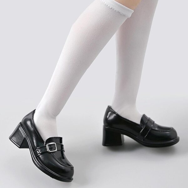 Miniaturschuhe für 1/6 PU-Puppen – eleganter schwarzer Look FewNvWa