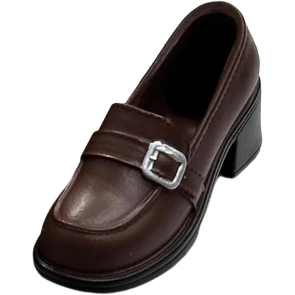 Miniaturschuhe für 1/6 Puppen in braunem PU, elegant und realistisch