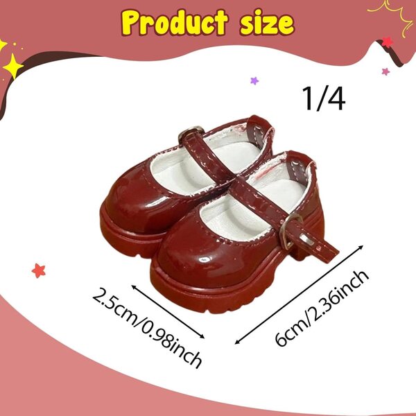 Schuhe für 1/4 Puppen in Rot aus PVC – Stilvolle und robuste Minischuhe für Actionfiguren