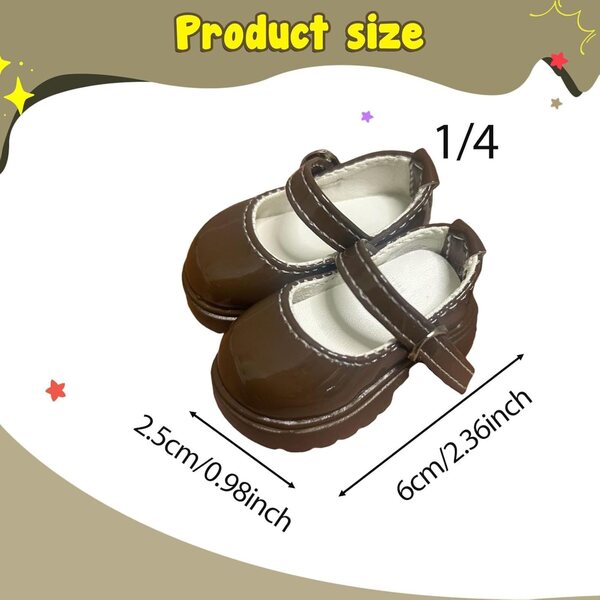 PVC-Schuhe für 1/4 Puppen, weibliches Design mit Plateau, braun 6x2,5 cm