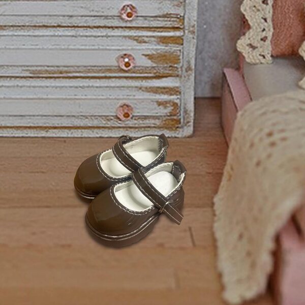 PVC-Schuhe für 1/4 Puppen, weibliches Design mit Plateau, braun 6x2,5 cm