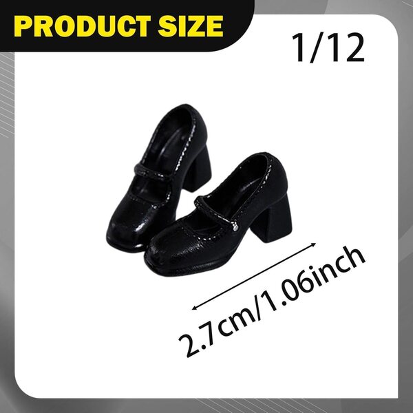 1:12 Miniatur-High-Heels-Schuhe für 6-Zoll-Actionfiguren – Schwarz