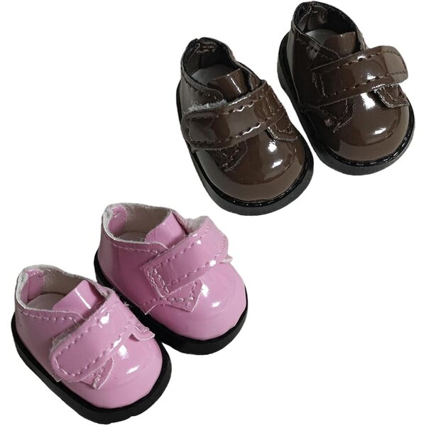 Tmboryuu Puppenschuhe aus PU-Leder, 2 Paar, realistisches und rutschfestes Design