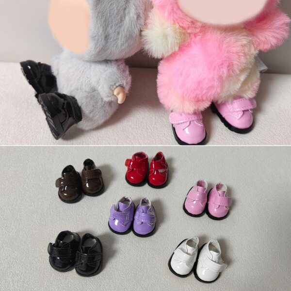 Tmboryuu Puppenschuhe aus PU-Leder, 2 Paar, realistisches und rutschfestes Design