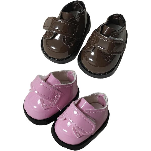 Tmboryuu Puppenschuhe aus PU-Leder, 2 Paar, realistisches und rutschfestes Design