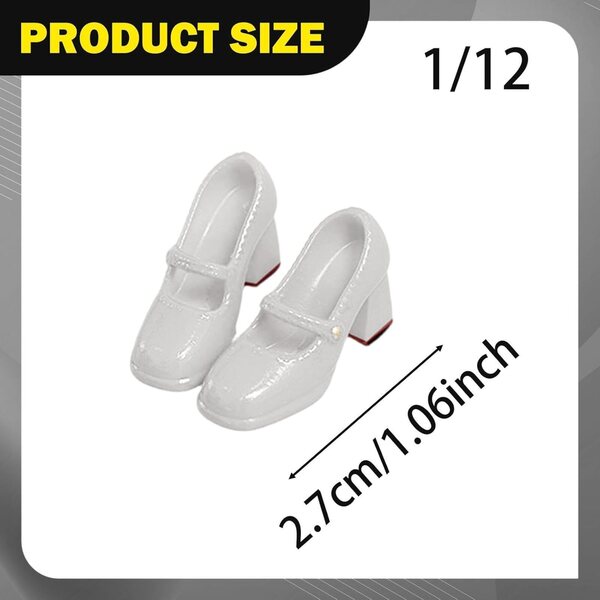 1/12 PP Minidoll-Absatzschuhe für weibliche Figuren 6 Zoll, weiß