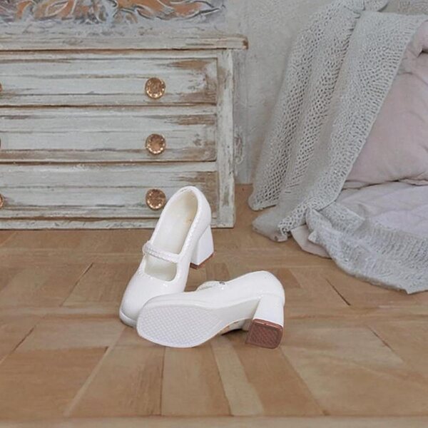 1/12 PP Minidoll-Absatzschuhe für weibliche Figuren 6 Zoll, weiß