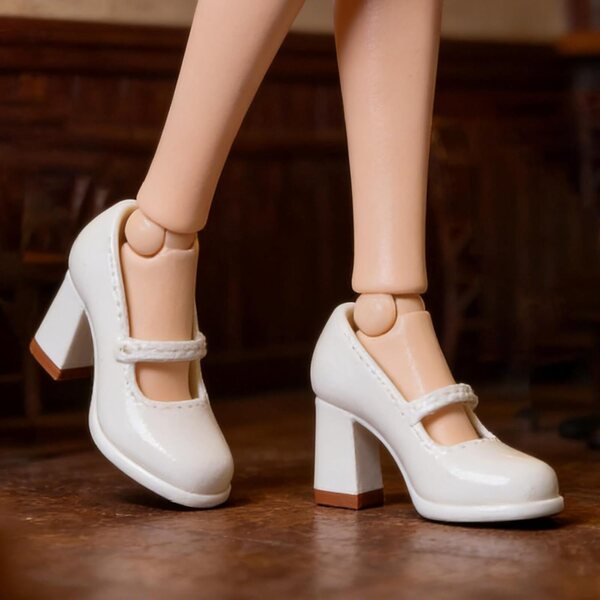 1/12 PP Minidoll-Absatzschuhe für weibliche Figuren 6 Zoll, weiß