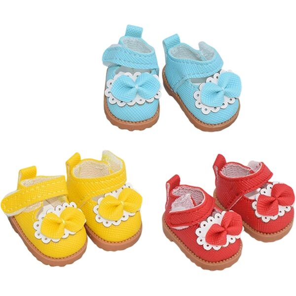 Prinzessinnenschuhe für Puppen von 15–17 cm, Set mit 3 Paaren aus hochwertigem PU-Leder