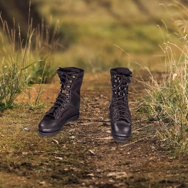 Schwarze Schuhe im Maßstab 1:6 für 12-Zoll-Actionfiguren, realistische und langlebige Details