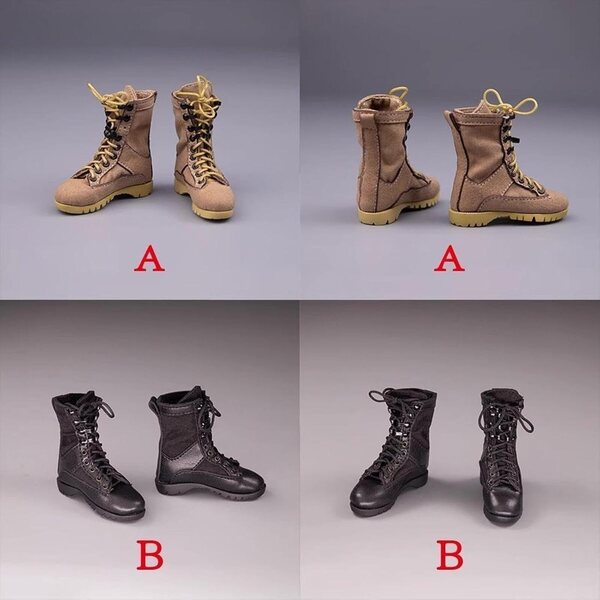 Schwarze Schuhe im Maßstab 1:6 für 12-Zoll-Actionfiguren, realistische und langlebige Details