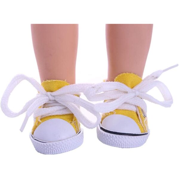 Scarpe in Tela Gialle per Bambola 14 Pollici, Sneakers Moda e Facili da Pulire