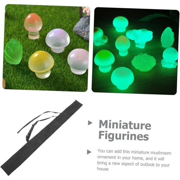 18 Mini-Pilzfiguren aus Kunstharz, die im Dunkeln leuchten, für Garten- und Landschaftsdekorationen
