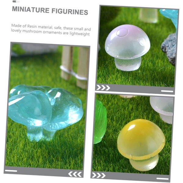 18 Mini-Pilzfiguren aus Kunstharz, die im Dunkeln leuchten, für Garten- und Landschaftsdekorationen