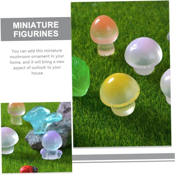 18 Mini-Pilzfiguren aus Kunstharz, die im Dunkeln leuchten, für Garten- und Landschaftsdekorationen