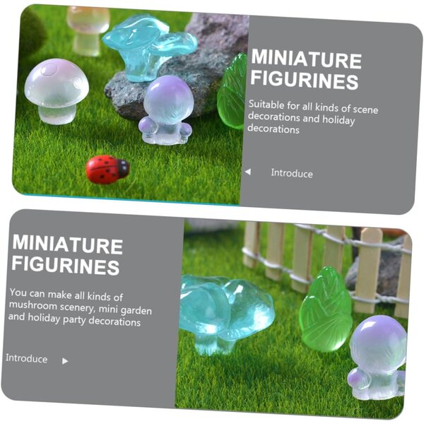 18 Mini-Pilzfiguren aus Kunstharz, die im Dunkeln leuchten, für Garten- und Landschaftsdekorationen