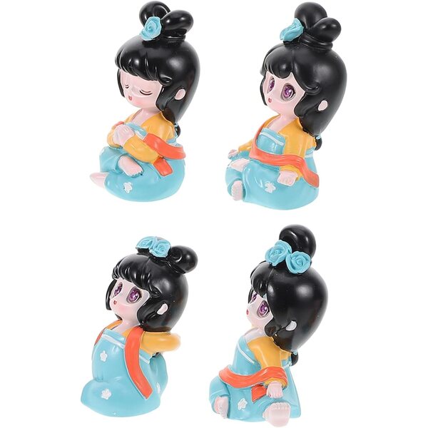 Set 4 Statue Decorative di Bambina in Resina per Scrivania, Ufficio e Camper