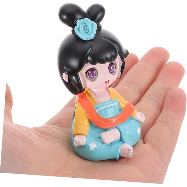 Set 4 Statue Decorative di Bambina in Resina per Scrivania, Ufficio e Camper