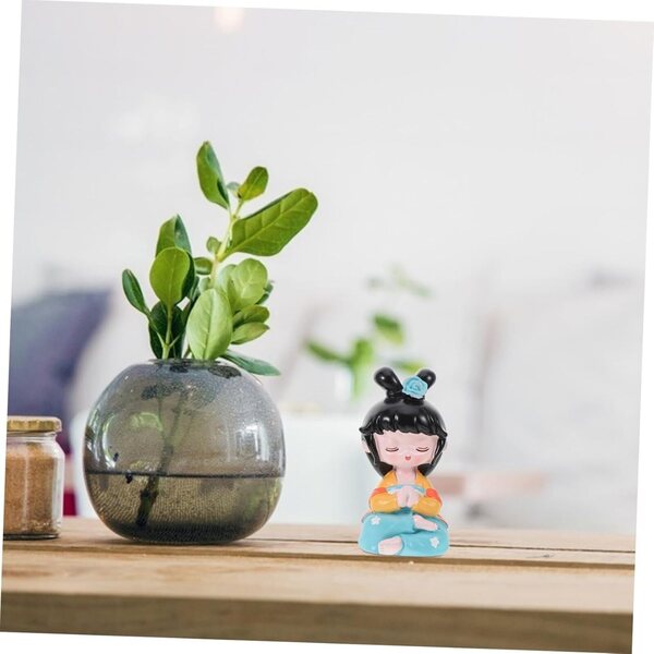 Set 4 Statue Decorative di Bambina in Resina per Scrivania, Ufficio e Camper