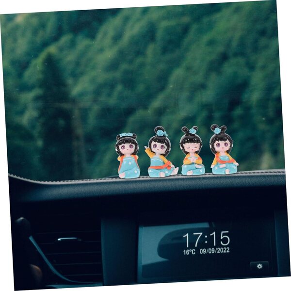 Set 4 Statue Decorative di Bambina in Resina per Scrivania, Ufficio e Camper