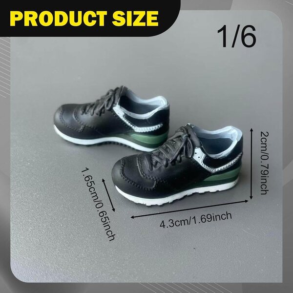 1/6 Miniatur-PVC-Schuhe für Puppen, stilvolle schwarze Turnschuhe