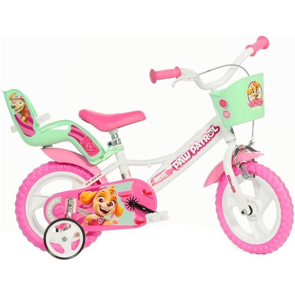 Dino Bikes Paw Patrol 12" Mädchenfahrrad mit Korb und Stabilisierungsrädern
