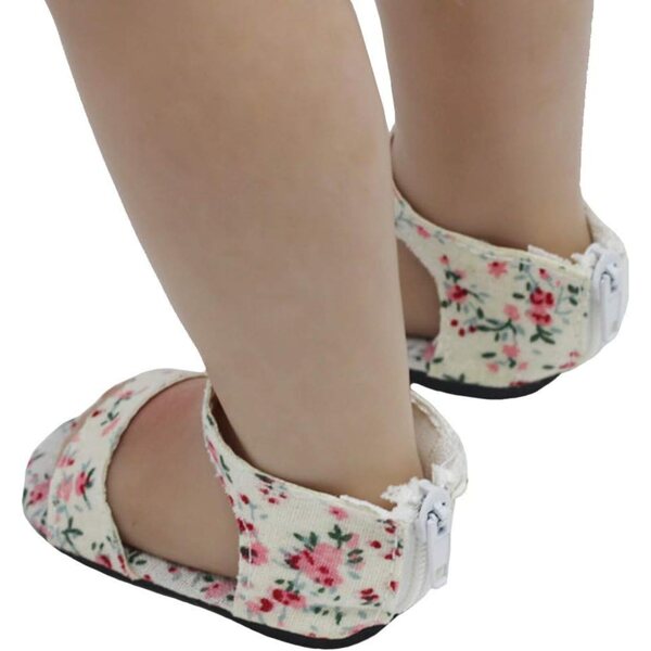 18" Mini-Puppenschuhe mit Blumensandalen, modisches Puppenzubehör